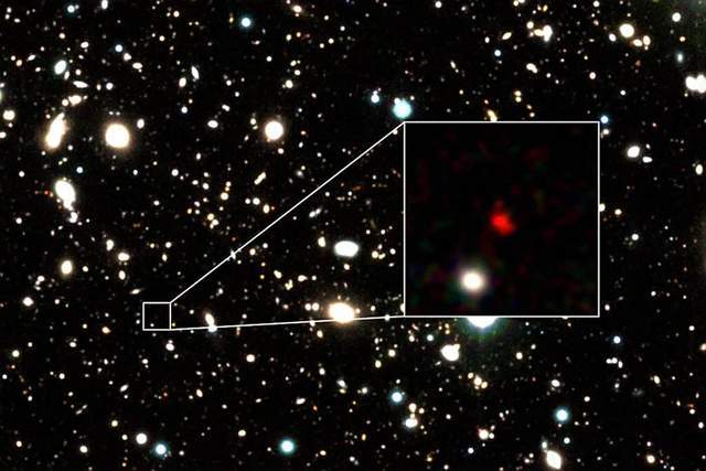 最远的星系 代号HD1,目前距离地球337亿光年,且还在远离中