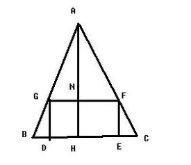 四边形DEFG是 ABC内接矩形,高AH交DF于N,BC 8,AH 5,DEFG的周长是12,求S AGF 