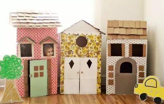 废旧纸箱DIY各种房子 汽车 小玩具, 陪孩子一起来玩吧