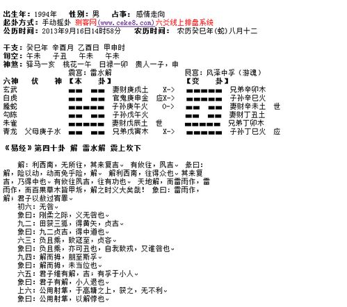 易经 第四十卦 解 雷水解 震上坎下 问感情走向 