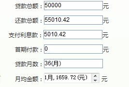 6.2厘的利率，50000元借三年，三年下来利息一共多少