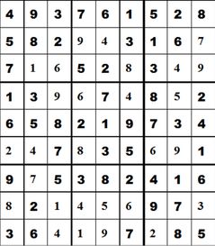 在9X9格子里每一行 每一列都排着1 9,9个数字,不能重复 每天3 3的格子里也排着1 9,9个 