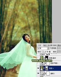 Photoshop调出竹林婚片漂亮的古典黄绿Se 6