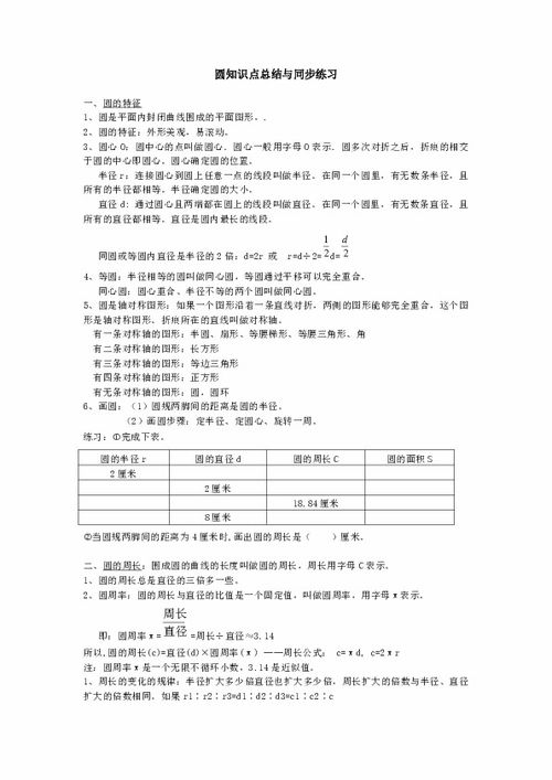 圆的知识点6年