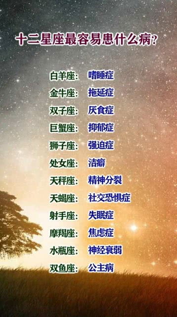 十二星座最容易患什么病 