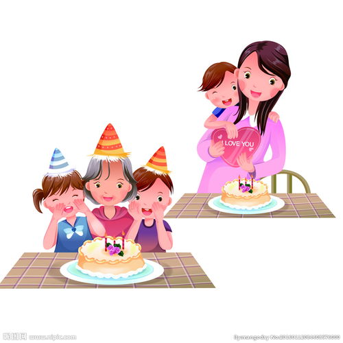 卡通人物一家人系列生日快乐图片 
