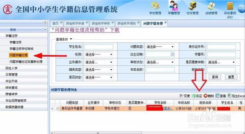 中小学生学籍系统问题学籍处理