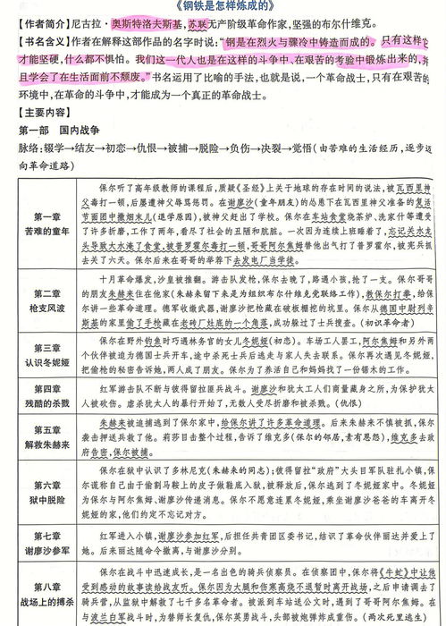 语文老师必看 钢铁是怎样炼成的 知识点 