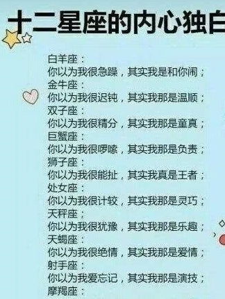 十二星座的内心独白 射手你以为我爱忘记其实我那是演技 你的呢