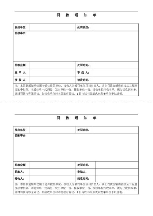 罚款通知模板范文