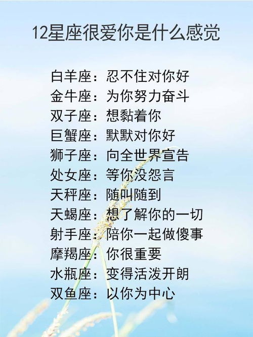 12星座很爱你是什么感觉,追一个人能追多久,专情排行榜