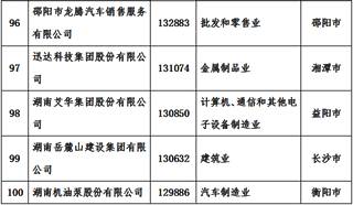 湖南企业百强衡阳有哪几家