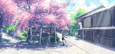 日本动漫樱花树图片,日本动漫中的樱花树：浪漫与希望的象征