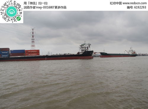 江面上航行的货运船高清图片下载 红动网 