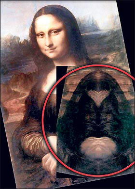 研究人员称名画蒙娜丽莎中藏有神秘头像 组图