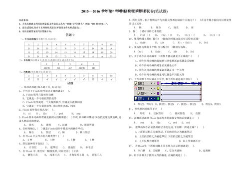 初中Flash动画设计基础知识试题及答案下载 Word模板 爱问共享资料 