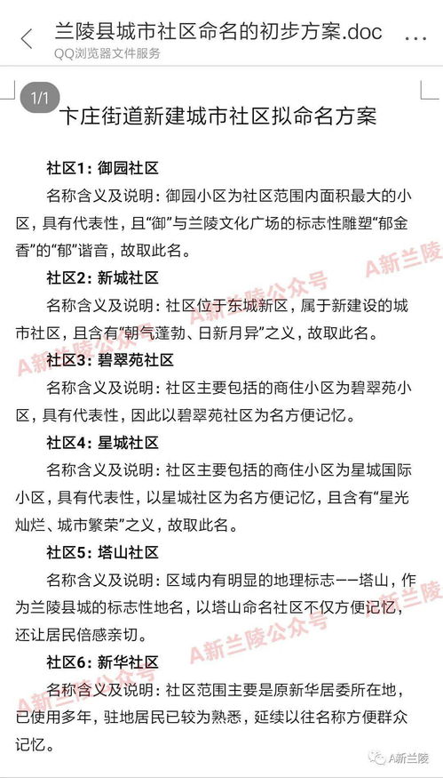 关于兰陵县城市社区命名征求意见的公告