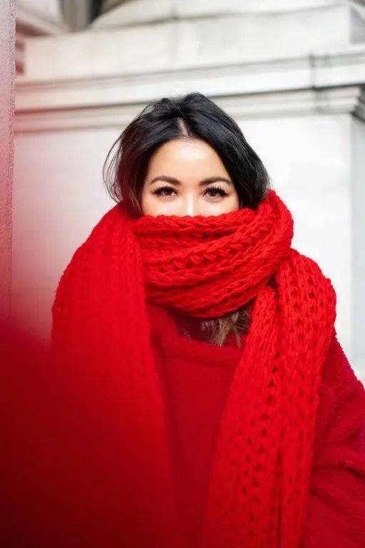 冬天的红围巾,温暖又惊艳