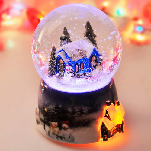 旋转水晶球音乐盒发光飘雪花八音盒创意圣诞 堆糖,美图壁纸兴趣社区 