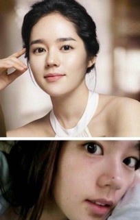 韩国女星卸妆前后对比,秀智八字眉太抢镜