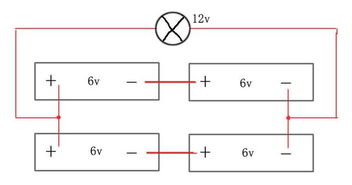 4个6V铅酸电池怎么串联或者并联达到12V电压的效果,自己画了个图不知道正确吗 