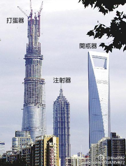上海陆家嘴三高楼造型独特被戏称为 厨房三件套 