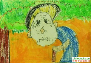 儿童绘画作品老爷爷的橡树