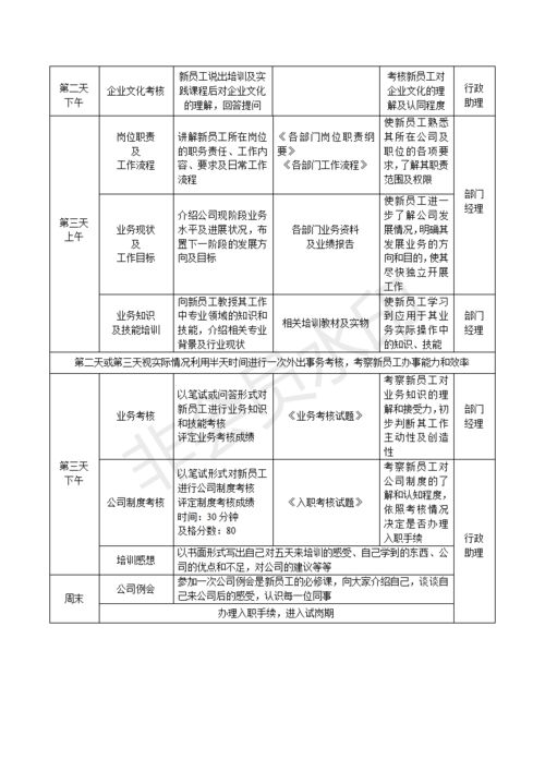 公司新员工培训计划