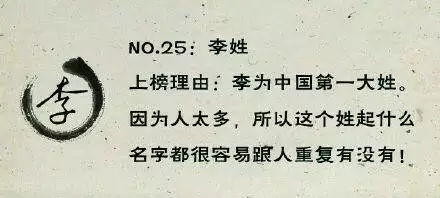 中国最令人崩溃25个姓氏 