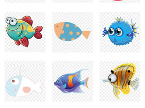 卡通手绘彩色热带鱼海洋动物png免扣素材图片 模板下载 13.65MB 动物大全 自然 
