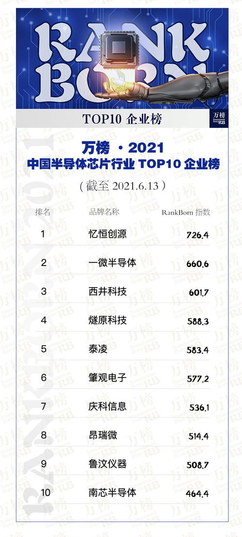 万榜 2021中国半导体芯片行业TOP10企业榜