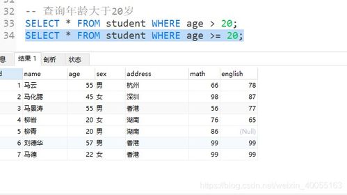 数据库查询年龄,SQL基础查询