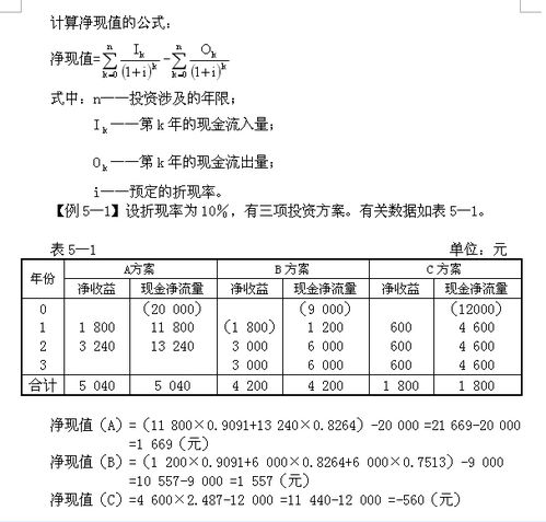 净现值的计算方法