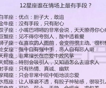 12星座谁在情场上最有手段 12星座男哄女票的三十六计