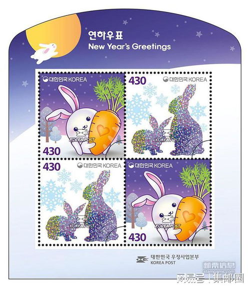 韩国12月1日发行 兔年 生肖邮票