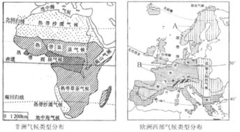 读非洲气候类型分布图和欧洲西部气候类型分布图.完成下列各题 1 非洲气候类型分布特点是以赤道为轴南北对称.根据非洲大陆所处纬度位置.说明形成这一气候特点的主耍原因是赤道穿过非洲大陆中部欧洲西部人部分 