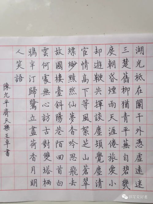 老蔡点评 陈允平 齐天乐 每周一篇钢笔字练字打卡作业欣赏