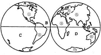 21.读东西半球图回答问题