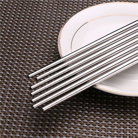 10 30双防霉筷子不锈钢方形圆形筷子韩式成人防烫防滑筷子22.5cm