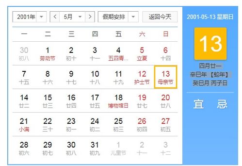 我身份证上是2001年5月13日,农历是多少 