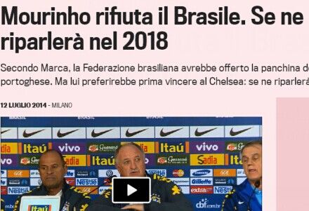 巴西将邀请穆里尼奥执教,巴西足协主席亲承：穆里尼奥将执掌巴西教鞭，全力冲刺世界杯！