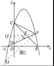 如图.抛物线y ax2 bx 4交x轴于A.B两点.交y轴于点C. CBO 45 .OB 4OA. 1 求抛物线的解析式, 2 当P为抛物线上在第一象限图象上一点.设点P的横坐标为m.点D 