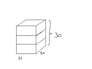 用三块长25厘米 宽20厘米 高10厘米的长方体木块,拼成一个表面积最小的长方体,拼成后长方体表面积是多 