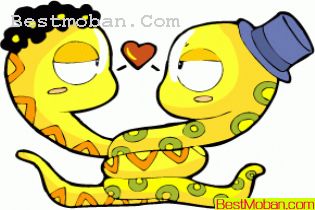 情人节卡通十二生肖蛇矢量图 