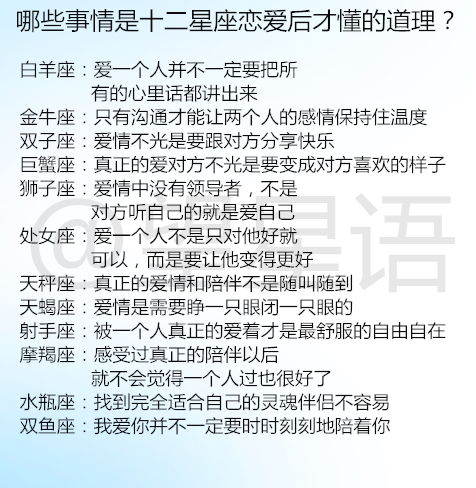 哪些事情是十二星座恋爱后才懂的道理 12星座的好福气排行榜