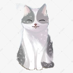 灰色卡通猫咪卡通动物素材图片免费下载 千库网 