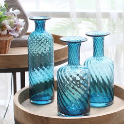 西西里 现代蓝色旋纹透明玻璃花瓶 花器北欧 堆糖,美图壁纸兴趣社区 