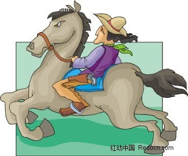骑马的男子卡通手绘AI素材免费下载 红动网 