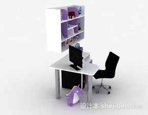 紫色书桌柜3d模型下载