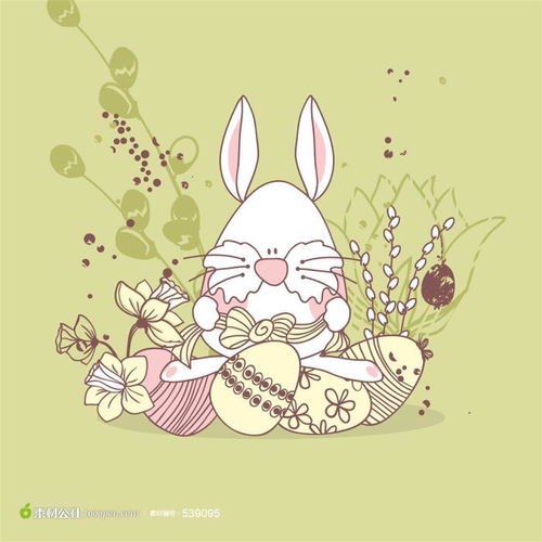 手绘卡通小白兔彩蛋插画分享即免费素材下载 堆糖,美好生活研究所 